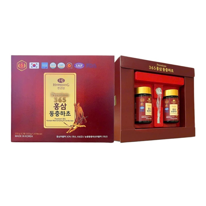 Thực Phẩm Bổ Sung Chiết Xuất Hồng Sâm Hàn Quốc Và Đông Trùng Hạ Thảo 365 Hộp 250g x 2 Lọ Thực Phẩm Bổ Sung Chiết Xuất Hồng Sâm Hàn Quốc Và Đông Trùng Hạ Thảo 365 Hộp 250g x 2 Lọ