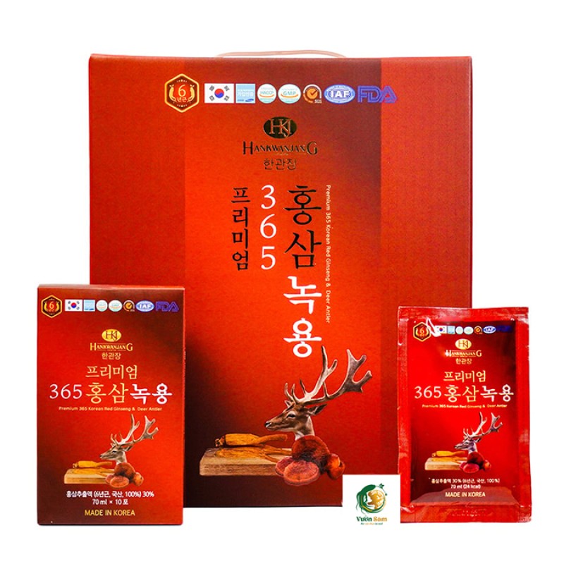 Nước Chiết Xuất Hồng Sâm Nhung Hươu 365 Hansusam 70ml x 60 Gói - 365 Korean Red Ginseng & Cordyceps Nước Chiết Xuất Hồng Sâm Nhung Hươu 365 Hansusam 70ml x 60 Gói - 365 Korean Red Ginseng & Cordyceps