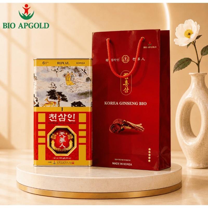 Hồng Sâm Củ Khô Bio Apgold Hàn Quốc Hộp Thiếc 150g - Korean Red Ginseng Hồng Sâm Củ Khô Bio Apgold Hàn Quốc Hộp Thiếc 150g - Korean Red Ginseng