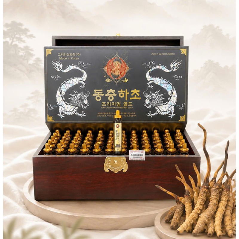 Thực Phẩm Bổ Sung Đông Trùng Hạ Thảo Vàng 20ml x 60 Ống - Dongchoonghacho Premium Gold Thực Phẩm Bổ Sung Đông Trùng Hạ Thảo Vàng 20ml x 60 Ống - Dongchoonghacho Premium Gold