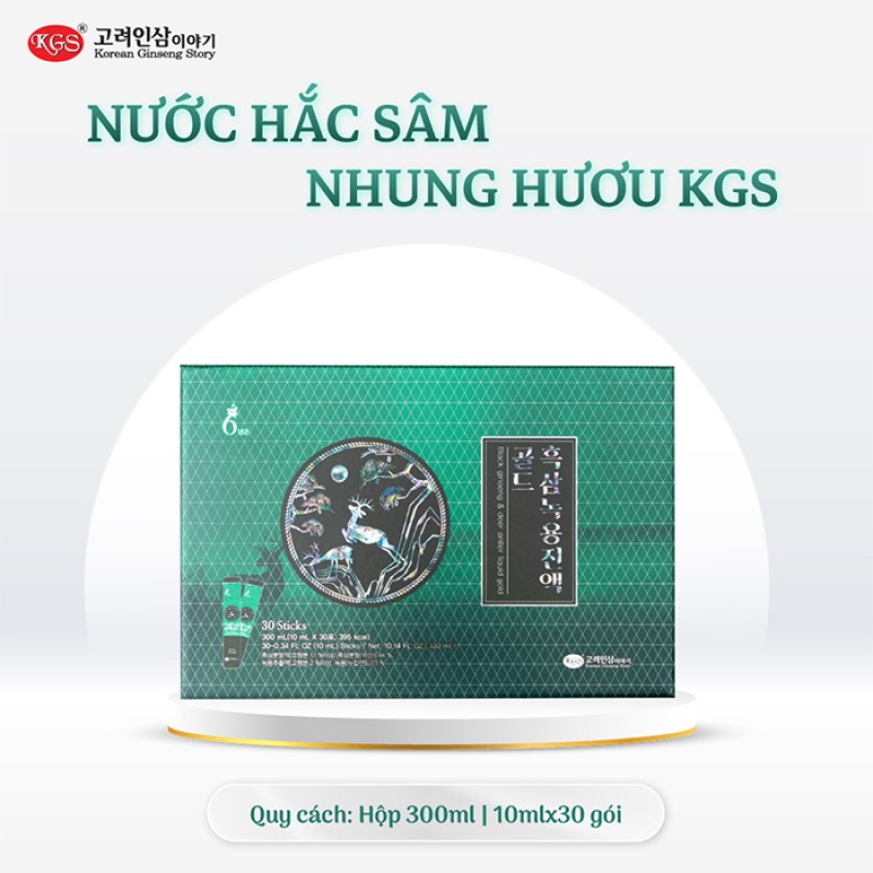 Chiết Xuất Hắc Sâm Nhung Hươu KGS - Black Ginseng Deer Antler Liquid Gold KGS 10ml x 30 Gói