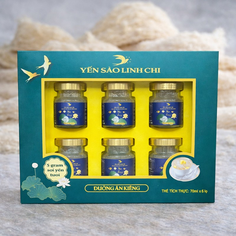 Set Yến Sào Linh Chi - Đường Ăn Kiêng (70ml x 6 Lọ)